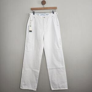 NWT Daily Blue by Adriano Goldsmied Hope White Denim Utility Pant Sirocco Jean